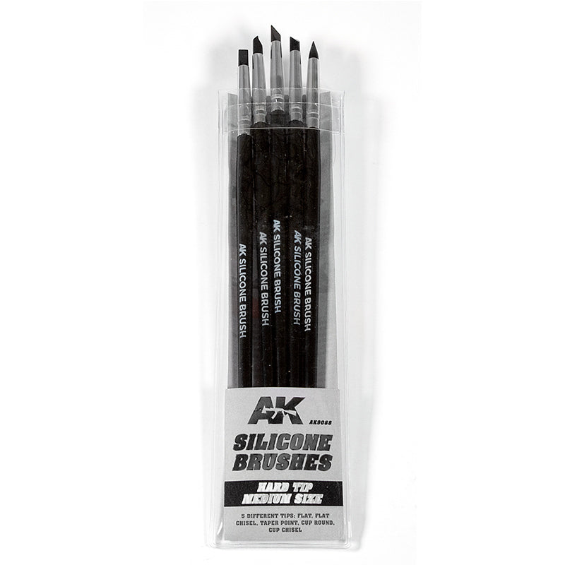 Silicone Brushes, Hard Tip, Medium Size (5-Pack) - AK9088