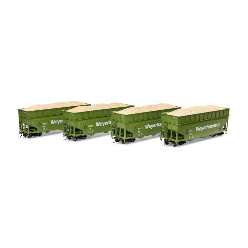 40' Wood Chip Hopper with Load, WTCX #319 / 324 / 335 / 346 4-Pack - 1276 : HO