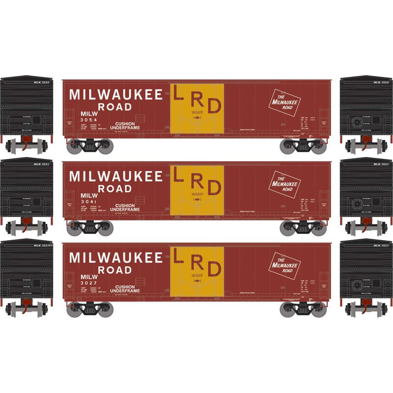 50' Youngstown Plug Door Box Car, MILW #3027/3041/3054 3-Pack - ATH-2061 : HO