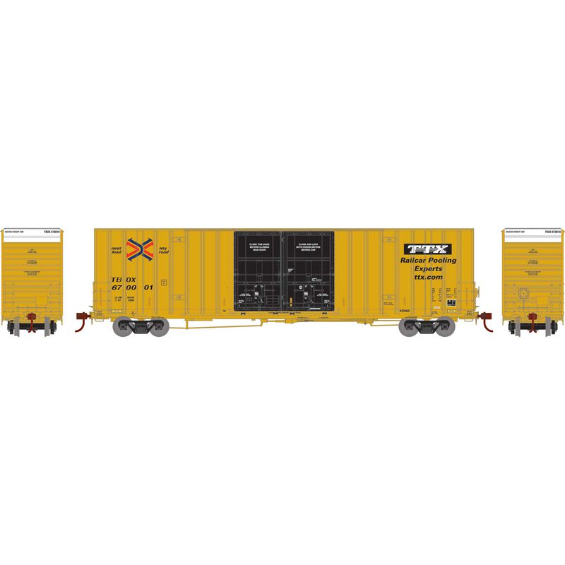 60 FT Gunderson Double Door Hi-Cube Boxcar Railbox TBOX #670017 -75329 : HO