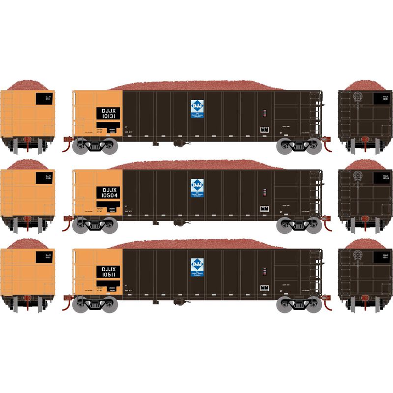 Thrall High Side Gondola with Load, DJJX #3, 3-Pack - ATH-7667 : HO