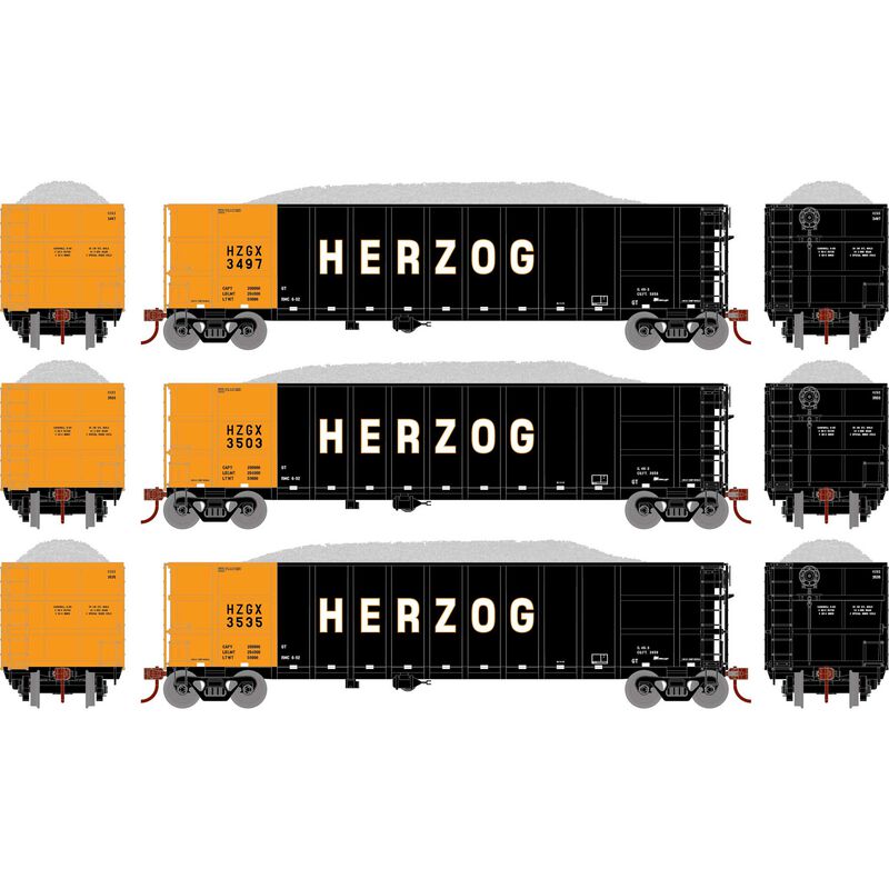 Thrall High Side Gondola with Load, HZGX #3, 3-Pack - ATH-7670 : HO