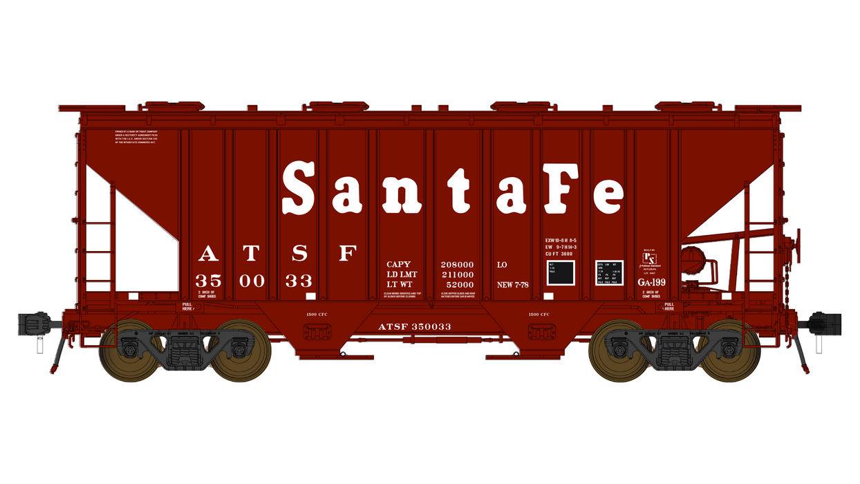 PS 3000CD Two-Bay Hopper Car - Santa Fe #350057 - FC01001 : HO
