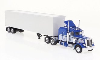 1973 Peterbilt 359 Sleeper w/Van Trailer (Blue/White) - 85716 : HO