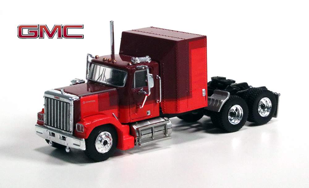 1980 GMC General Sleeper-Cab Tractor - Assembled -- Red, Maroon - 85777 : HO