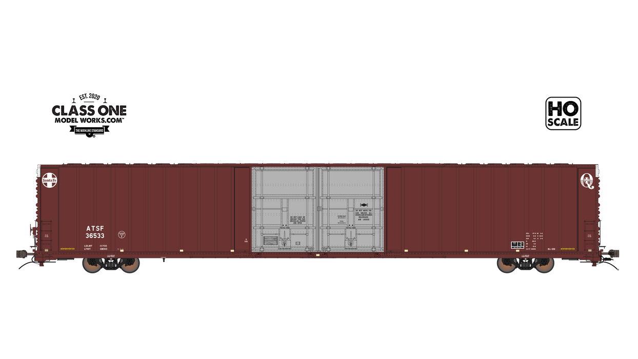 THRALL 86' HIGHCUBE BOXCAR - 4 DOOR - SANTA FE ATSF #36533 – FC00326 : HO