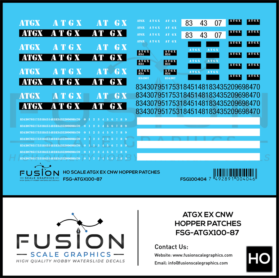 ATGX Ex-CNW Green Hopper Patching Decal Set - FSGATGX10087 : HO