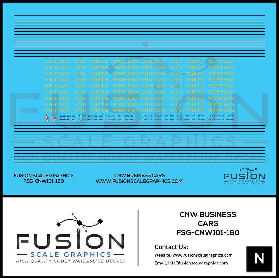 CNW Chicago & North Westhern Railroad Business Cars Decal Set - FSGCNW101160 : N