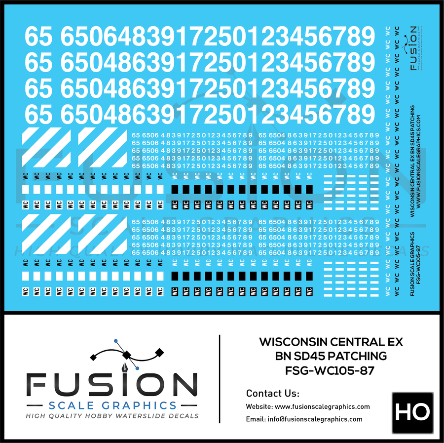 Wisconsin Central Ex BN EMD SD45 Locomotive Patching Decal Set - FSGWC10587: HO