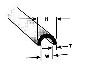 1/4" / 6.44mm Half-Round Profile 15" Long 4/Pack - 90172