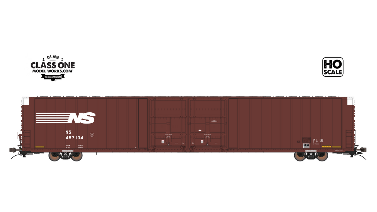 THRALL 86' HIGHCUBE BOXCAR - 4 DOOR - NORFOLK SOUTHERN NS #487128 – FC00334 : HO