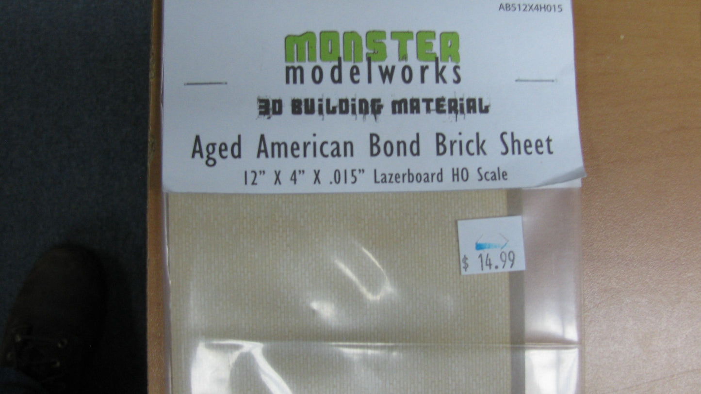 Aged American Brick 12 Inch X 4 Inch X .015 Inch Lazerboard - AB512X4H015 : HO