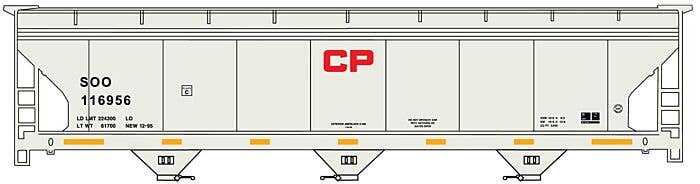 ACF 47' 3-Bay Center-Flow Covered Hopper - Kit -- Canadian Pacific SOO #116956 - 2116 : HO