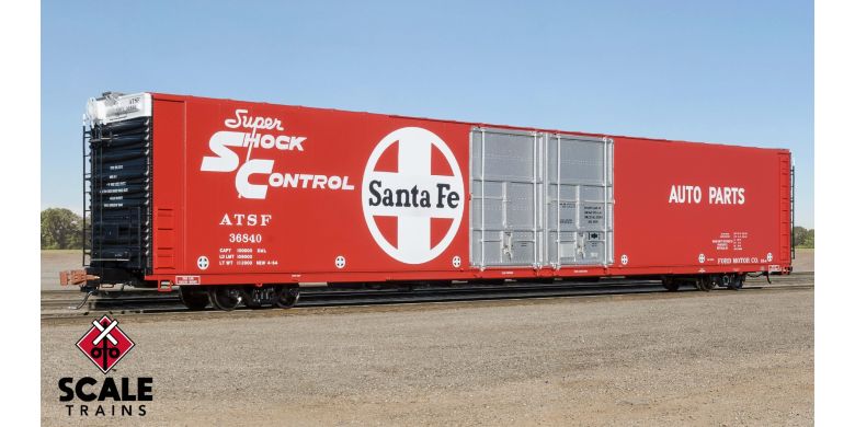 Rivet Counter HO Scale Thrall 86' High-Cube Double-Plug-Door Boxcar with Roofwalk, Santa Fe/ATSF #36850 - SXT39042 : HO