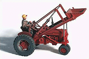 1953 Red Farm Tractor with Front Loader (Includes Farmer Figure) Unpainted Pewter Kit - 60005 : HO