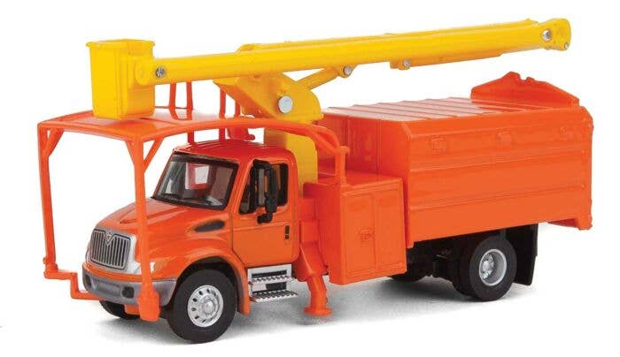 International 4300 2-Axle Truck with Orange Tree Trimmer Body, yellow boom - 11744 : HO
