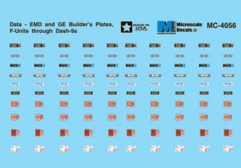 Diesel Builder's Plates EMD and GE (1940+) Decal - MC-4056 : HO