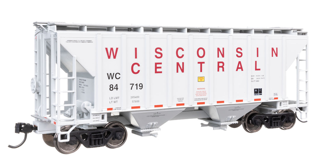 37' 2980 Cubic-Foot 2-Bay Covered Hopper - Ready to Run -- Wisconsin Central #84736 - 8518 : HO