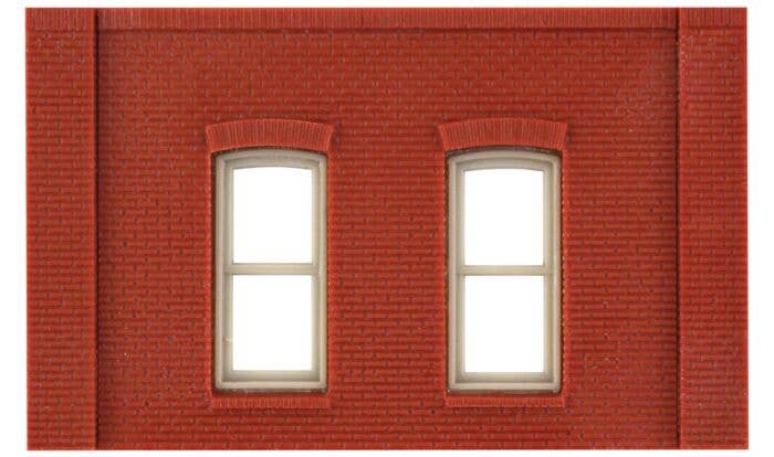 One-Story Brick Wall Sections w/Rectangular Windows Kit - 30130 : HO