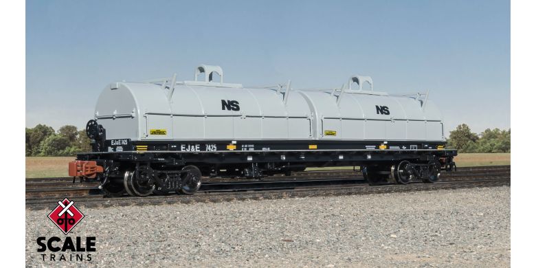 Thrall 48' 2-Hood Coil Steel Car, Elgin Joliet & Eastern/Black Carbody/Non-Standard NS Hoods #7425 - SXT39496 : N