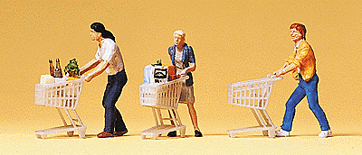 Shoppers Pushing Grocery Carts Pkg (6) - 10488 : HO