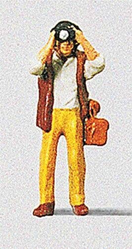 Railfan Photographer with Working Camera Flash -- Beige Pants