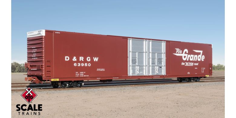 Operator HO Scale Thrall 86' High-Cube Double-Plug-Door Boxcar, Denver & Rio Grande Western/D&RGW #63950 - SXT11802 : HO
