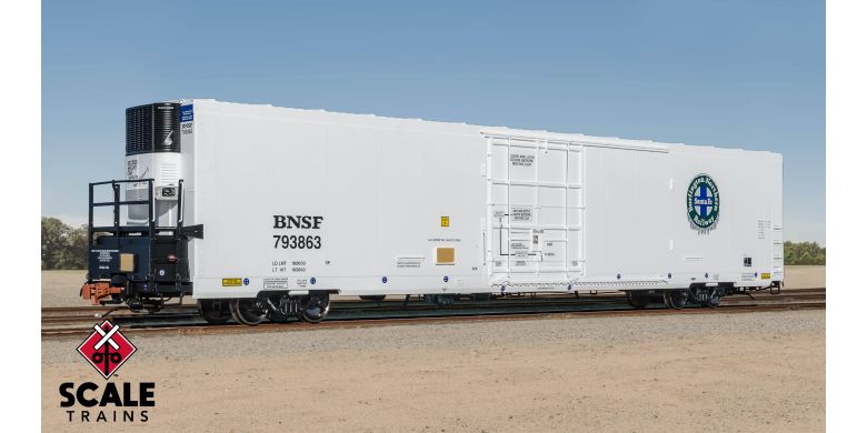 Rivet Counter HO Scale Trinity 82' 7711 Mechanical Reefer, BNSF/Loco Icicles/No Conspicuity Stripes/Carrier #793842- 40124 : HO