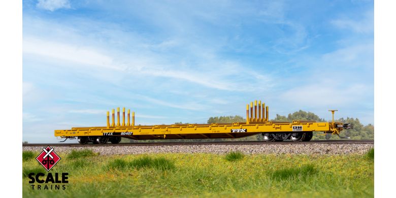 BSC F68BH Finger Rack Flatcar, TTX/Yellow Full Repaint/1991 Speed Logo #80407 - SXT41745 : HO