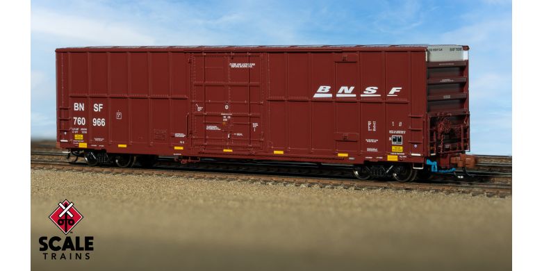 Rivet Counter N Scale Trinity 60' 7500 12' Plug-Door High-Cube Boxcar, BNSF/Wedge/Conspicuity Stripes #760966 - SXT41789 : N