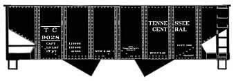 USRA 55-Ton 2-Bay Open Hopper - Kit -- Tennessee Central #9028 (black) - 2591 : HO