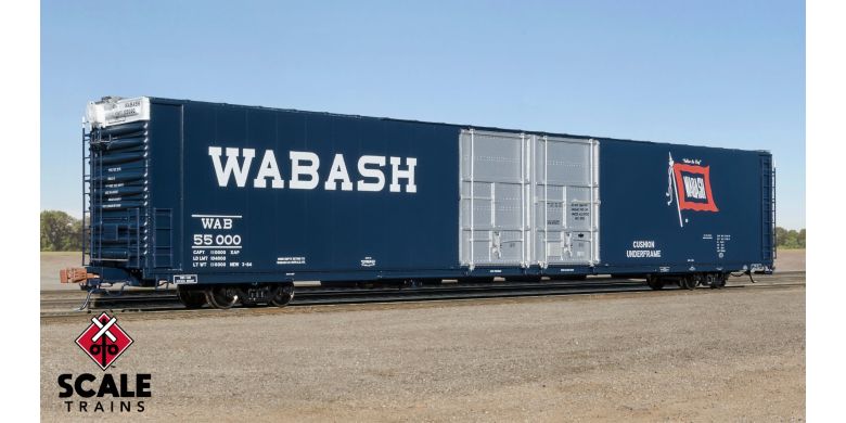 Rivet Counter HO Scale Thrall 86' High-Cube Double-Plug-Door Boxcar with Roofwalk, Wabash/WAB #55019 - SXT39074 : HO
