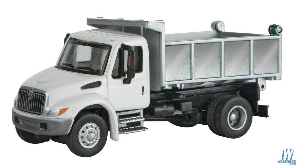 International 4300 Single-Axle Dump Truck White with Utility Company Decal - 11637 : HO