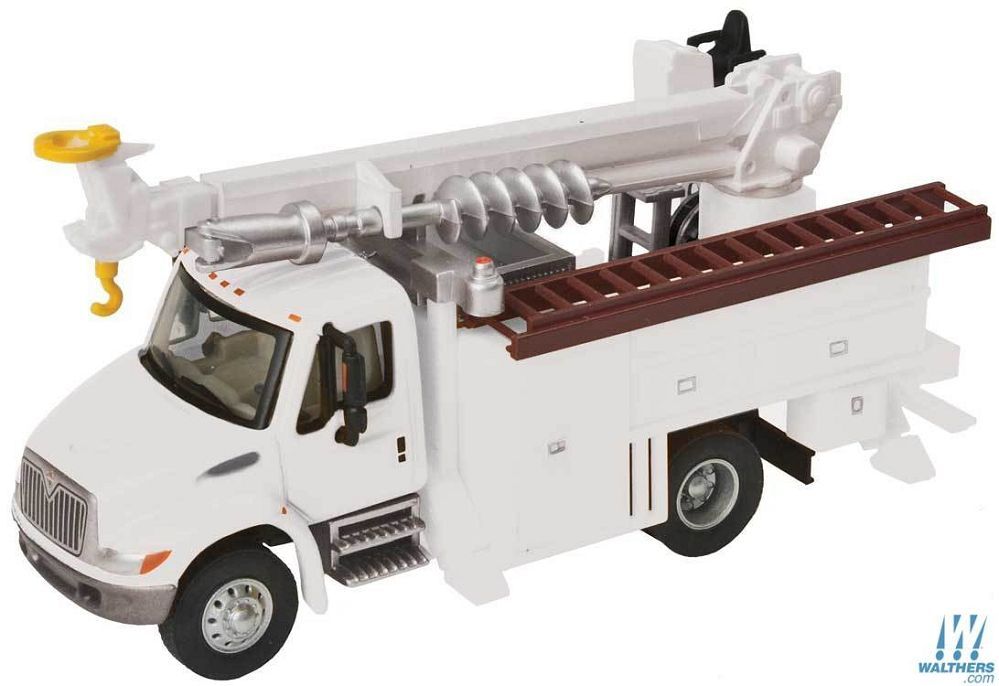 International 4300 Utility Truck w/Drill White w/Utility Company Decal - 11734 : HO