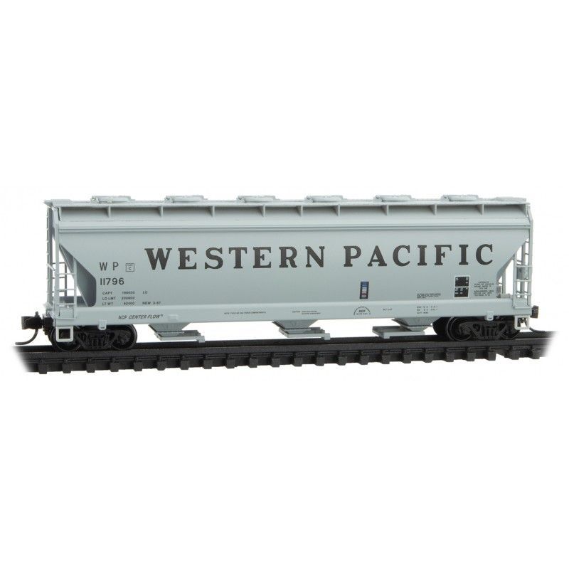 ACF 3-Bay Center Flow Covered Hopper Hatches Western Pacific WP 11796 - 09300180 : N