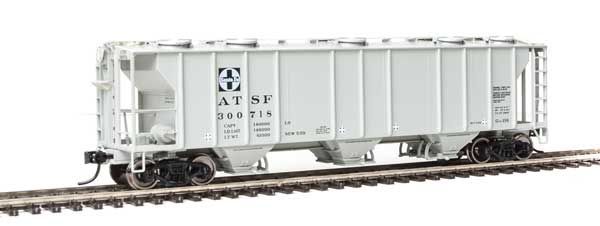 50' Pullman-Standard PS-2 2893 3-Bay Covered Hopper Santa Fe ATSF 300718 - 7005 : HO