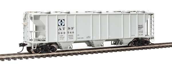 50' Pullman-Standard PS-2 2893 3-Bay Covered Hopper Santa Fe ATSF 300740 - 7006 : HO