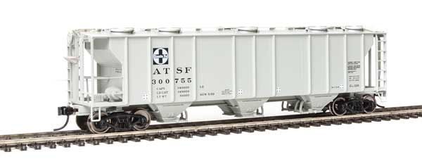 50' Pullman-Standard PS-2 2893 3-Bay Covered Hopper Santa Fe ATSF 300755 - 7007 : HO