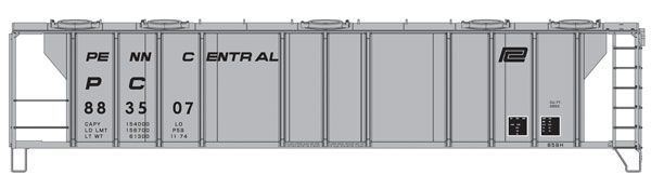 50' PS-2 2893 3-Bay Covered Hopper Penn Central PC 883520 - 7030 : HO