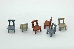 Open-Back Chairs (6), Unpainted Metal Castings - 194 : HO
