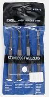 Stainless Steel Tweezers 4 Piece Set Pouch - 30416