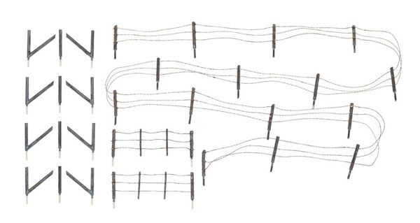 Barbed Wire Fence - Kit with Gates, Hinges & Planter Pins-A2980 : HO