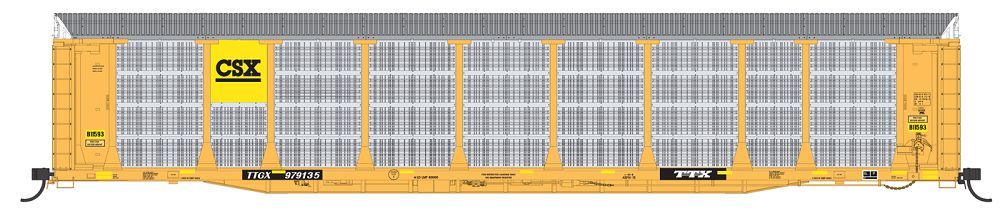 89' Bi-level Auto Rack CSX ex/UP Patch, TTGX Flat - 452108 : HO