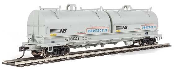 50' Evans Cushion Coil Car - Norfolk and Southern NS 168339 w/Glass-Fiber Hoods - 105254 : HO