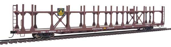 89' Flatcar w/Bi-Level Open Auto Rack Baltimore & Ohio Rack, Trailer Train Flatcar TTBX 962924 - 8005 : HO