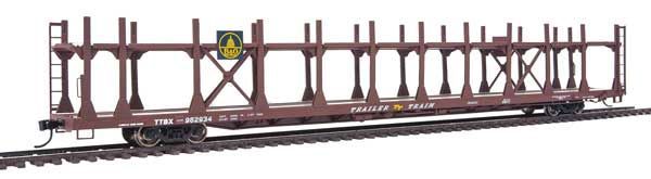 89' Flatcar w/Bi-Level Open Auto Rack Baltimore & Ohio Rack, Trailer Train Flatcar TTBX 962934 - 8006 : HO