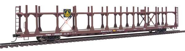 89' Flatcar w/Bi-Level Open Auto Rack Baltimore & Ohio Rack, Trailer Train Flatcar TTBX 962945 - 8007 : HO
