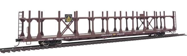 89' Flatcar w/Bi-Level Open Auto Rack Baltimore & Ohio Rack, Trailer Train Flatcar TTBX 962950 - 8008 : HO