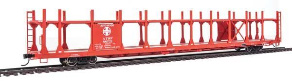 89' Flatcar w/Bi-Level Open Auto Rack Santa Fe ATSF 88721 - 8004 : HO