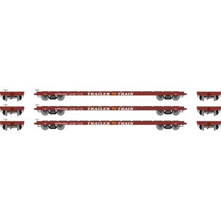 60' Flat Car, OTTX Brown (3-Pack) - 97071 : HO